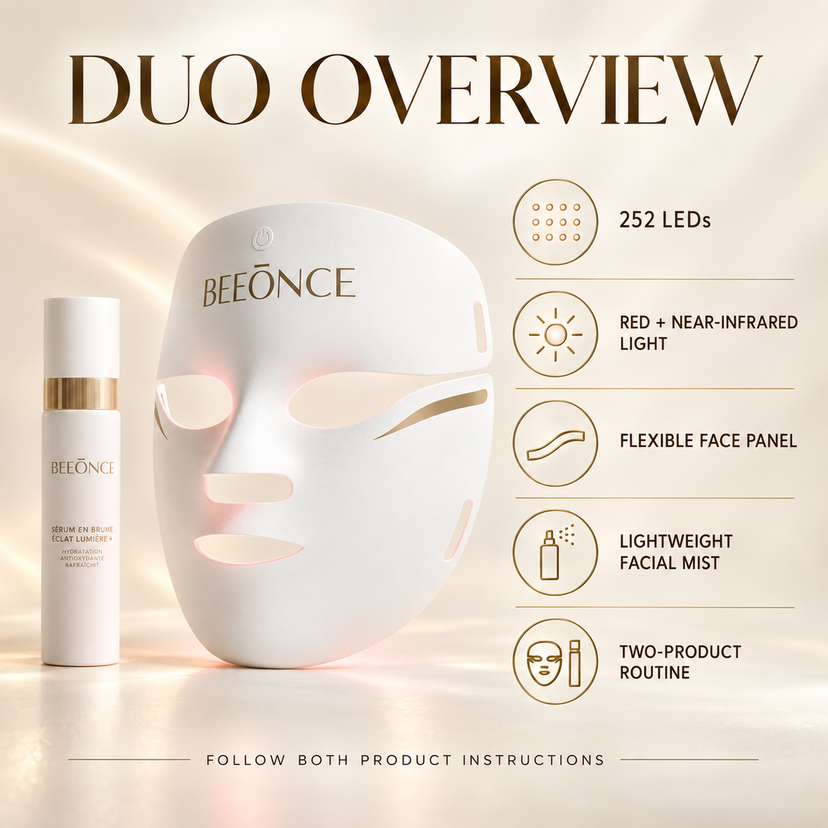 Beeonce™ 252-LED Face Mask & Radiance Mist Duo