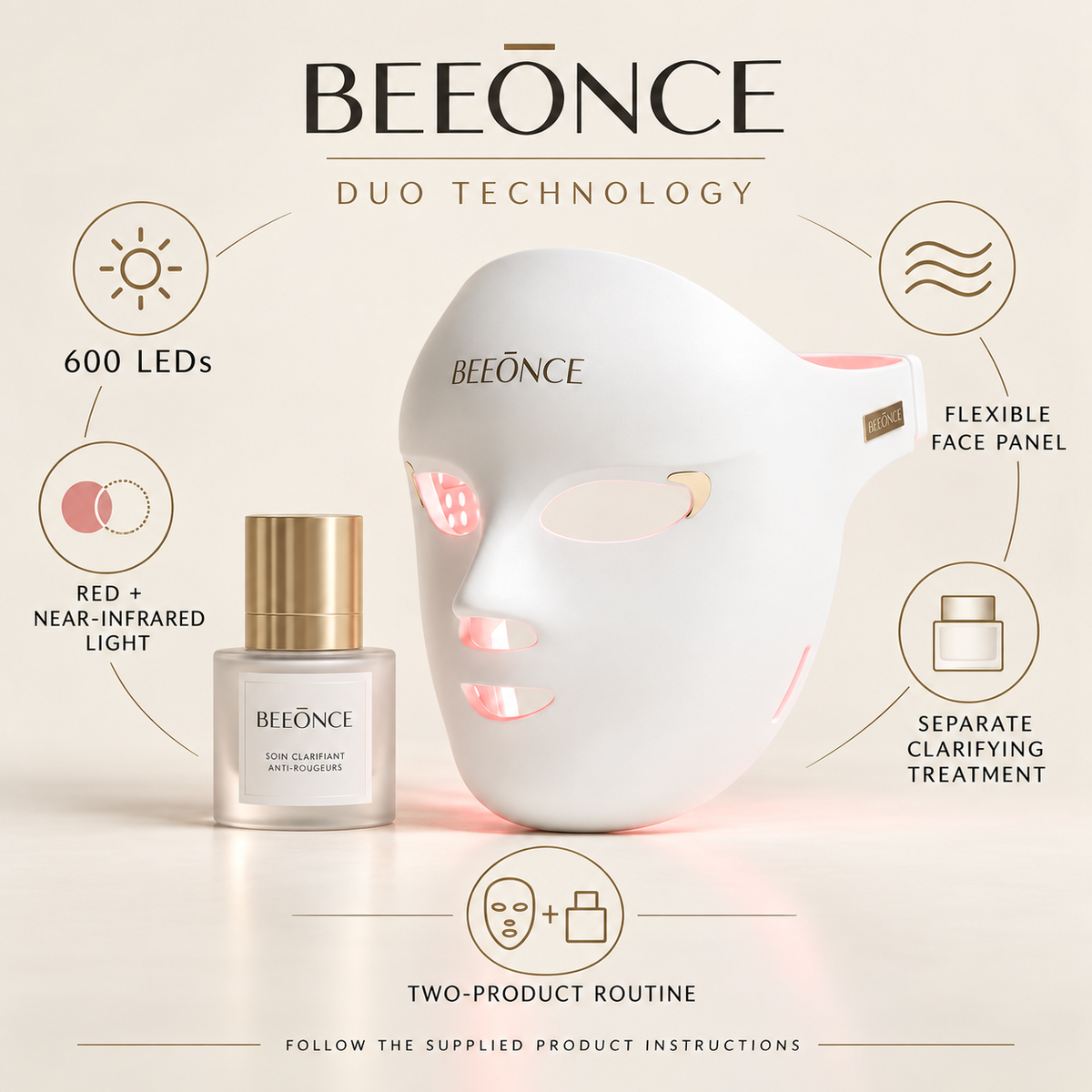 Beeonce™ 600-LED Face Mask & Clarifying Treatment Duo