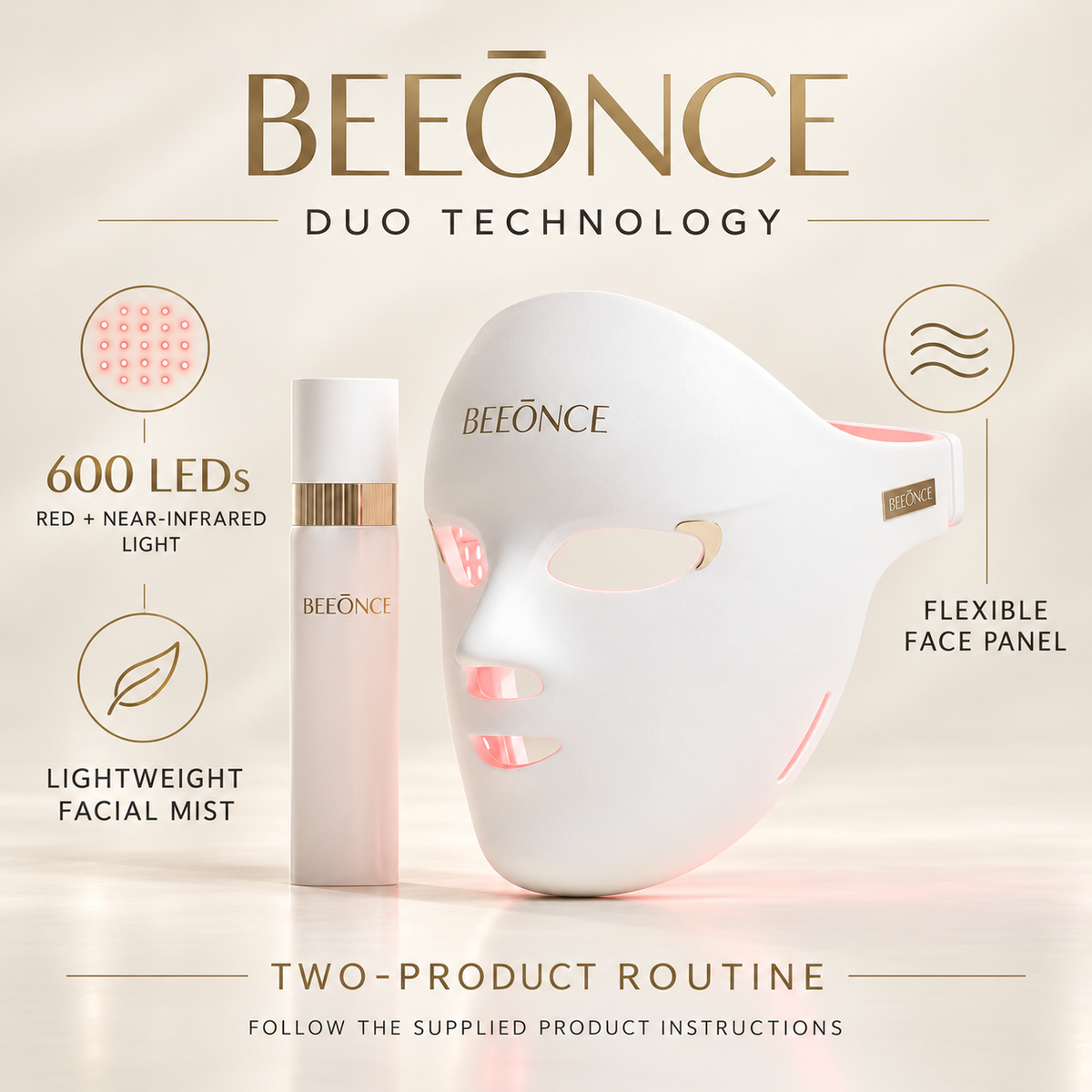 Beeonce™ 600-LED Face Mask & Radiance Mist Duo